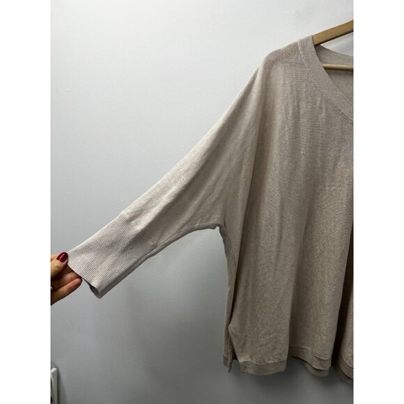 Garnet Hill Linen Sweater Oversized V Neck Boxy Dolman Sleeve Lagenlook Sz L - Picture 10 of 12